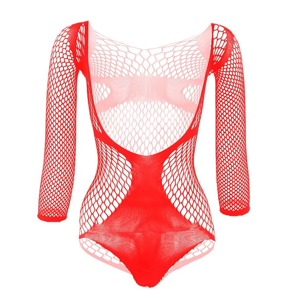 Comprar red Mens Sexy Nightclub Mesh Perspective Jumpsuit