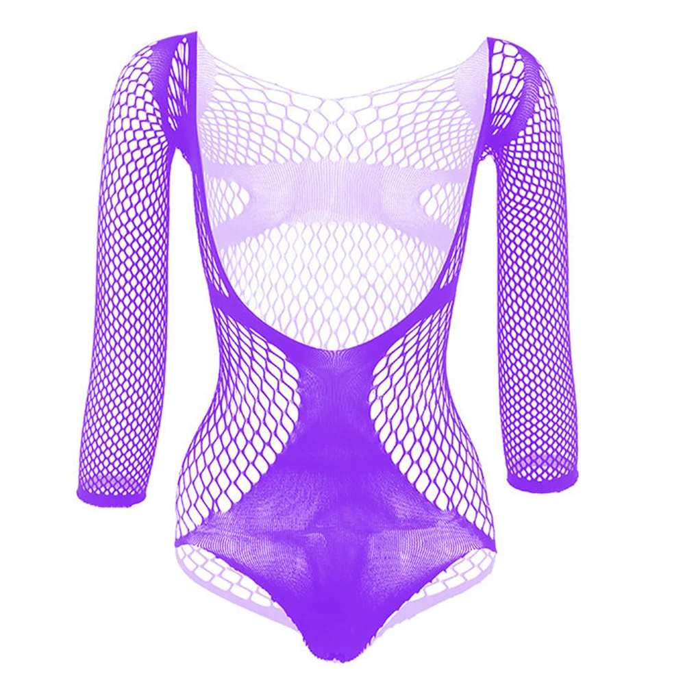 Comprar purple Mens Sexy Nightclub Mesh Perspective Jumpsuit