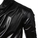Mens Pu Leather Sweatshirt Pu Tops Streetwear Nightclub Youth Trend Campus Performance Male Long-Sleeve Tops Men'S Clothing 2024-4