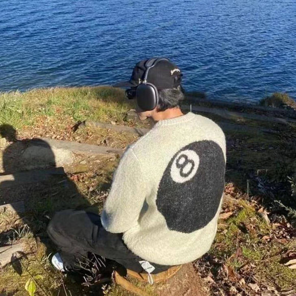 Pull homme taille 8, style billard, automne, streetwear, couleurs contrastées, manches longues, collection homme 2024