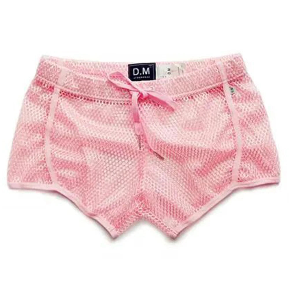 Comprar pink Mens Sexy See-through  Solid Color Loose  Shorts