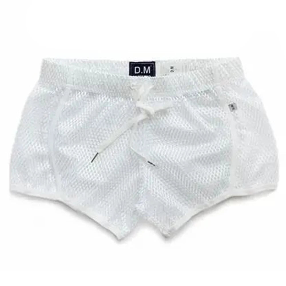 Comprar white Mens Sexy See-through  Solid Color Loose  Shorts