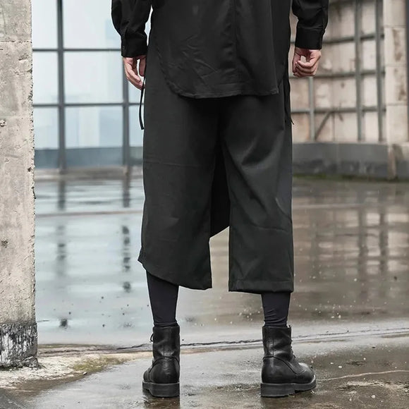 Y2k Japanese Gothic Dark Hakama Trousers Streetwear Personality Niche Samurai Pants Casual Wide-Leg Pant Men'S Clothing 2025 New