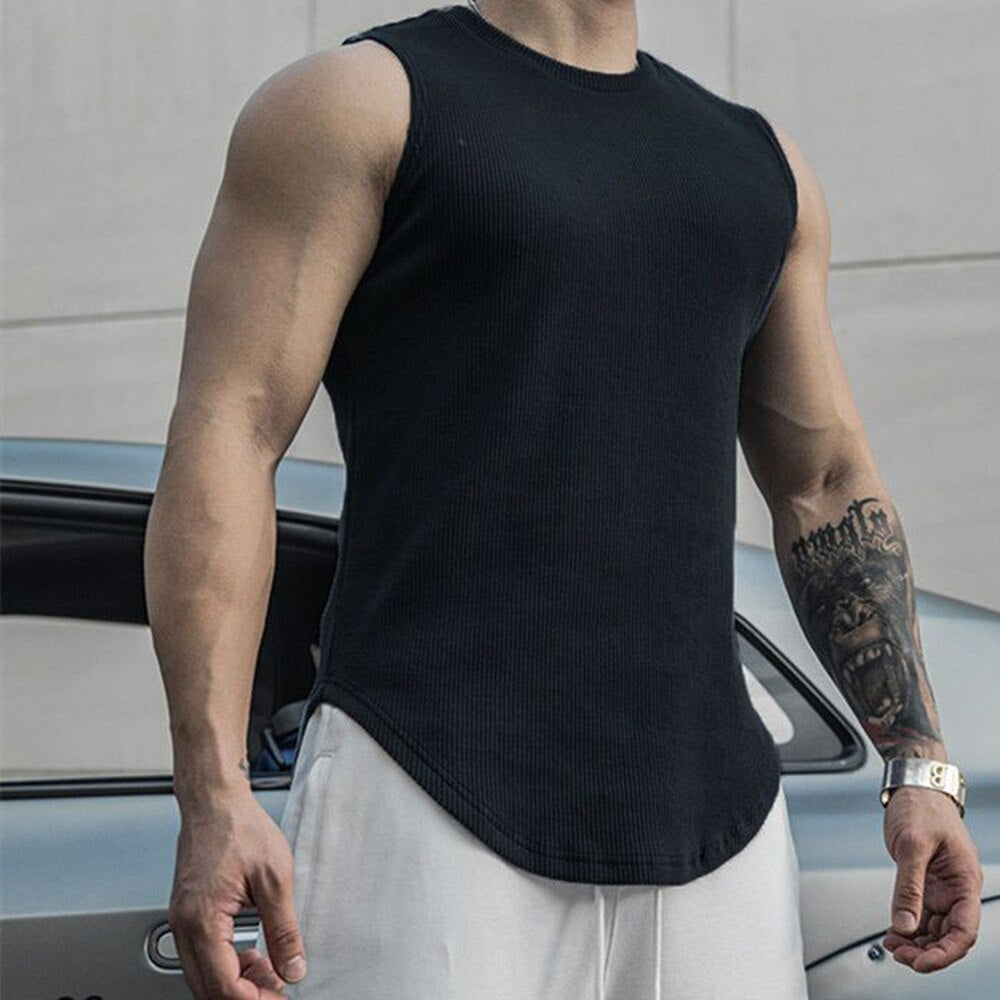 Comprar black Mens Sports Vest T-Shirt