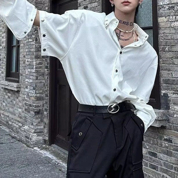 Men Shirt Y2k Arm Stitching Casual Shirt Streetwear Fashion Designer Niche Luxury Long Sleeve Tops Old Money Men'S Clothing 2025