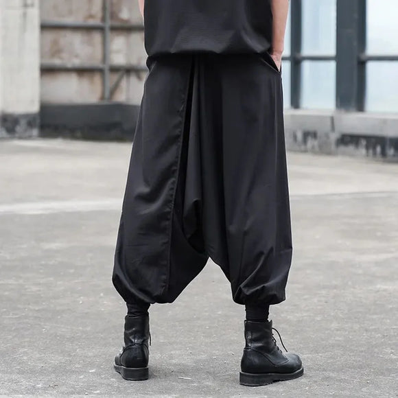 Mens Wide-Leg Cuffed Pants Y2k Gothic Harem Pants Streetwear Japanese Harajuku Campus Joggers Casual Pants Men'S Clothing 2024