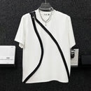 Mens T-Shirt Y2k Contrast Color Zipper Short-Sleeved T-Shirt Summer Streetwear Casual Personality All-Match Tops Men'S Clothing-1