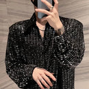 Mens Y2k Sequin Shoulder Pad Jacket Nightclub Personality Temperament Fashion Youth Long-Sleeve Performance Costumes 2024 Summer-6