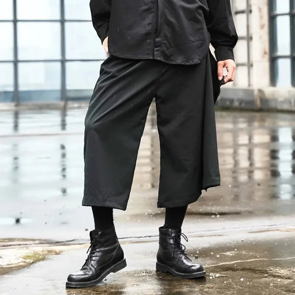 Y2k Japanese Gothic Dark Hakama Trousers Streetwear Personality Niche Samurai Pants Casual Wide-Leg Pant Men'S Clothing 2025 New