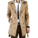 Mens Elegant British Solid Color Mid-Length Windbreaker-6
