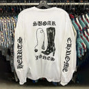 Mens Pullover Cotton Graphic Punk Boot Print Streetwear Style Long Sleeve Top Rock Trendy Gothic Letters Sleeve Design Mens Tops-1