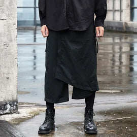 Y2k Japanese Gothic Dark Hakama Trousers Streetwear Personality Niche Samurai Pants Casual Wide-Leg Pant Men'S Clothing 2025 New