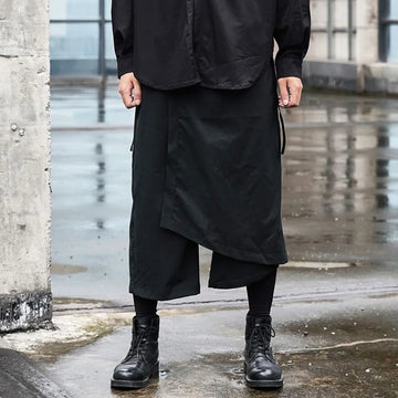Y2k Japanese Gothic Dark Hakama Trousers Streetwear Personality Niche Samurai Pants Casual Wide-Leg Pant Men'S Clothing 2025 New