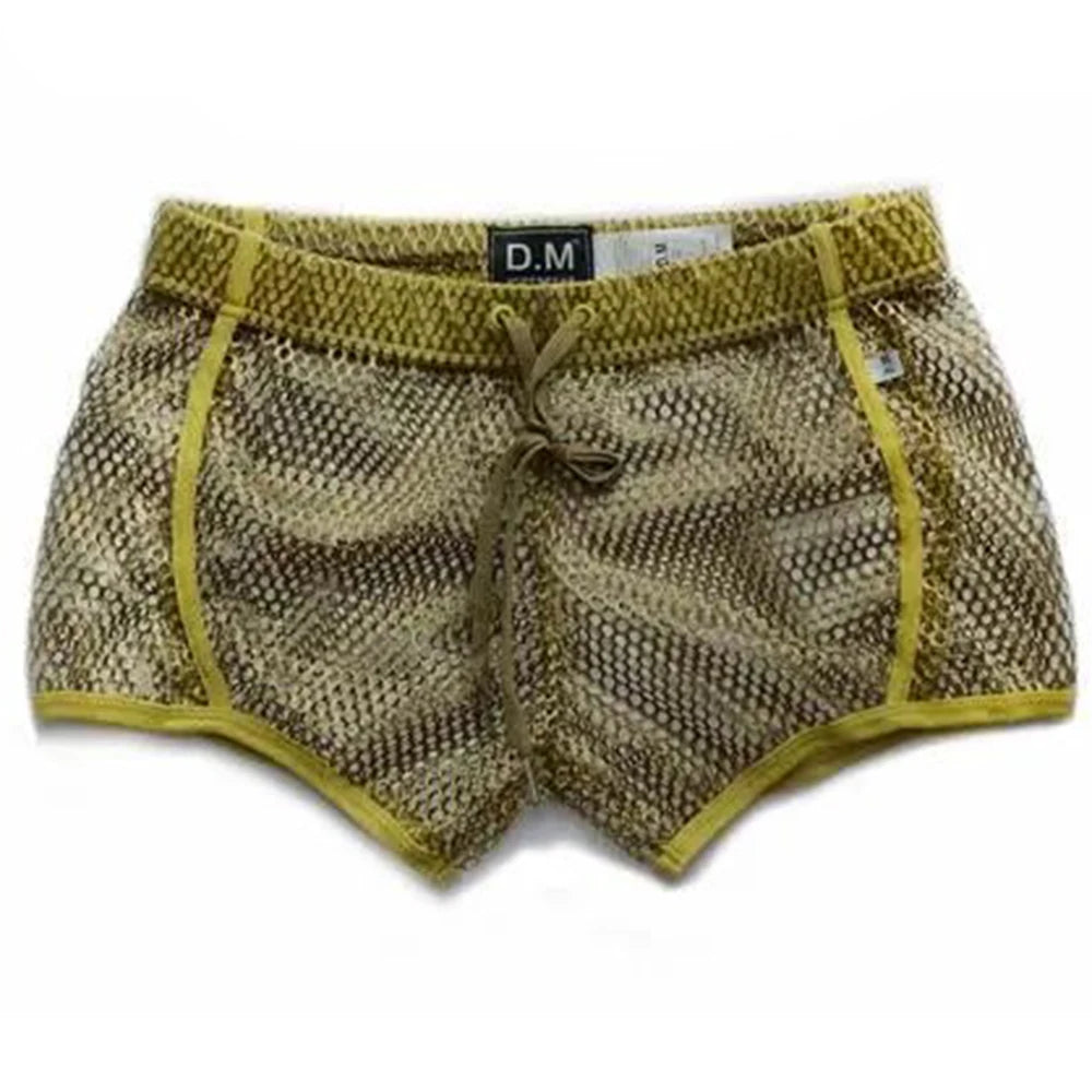 Comprar golden Mens Sexy See-through  Solid Color Loose  Shorts