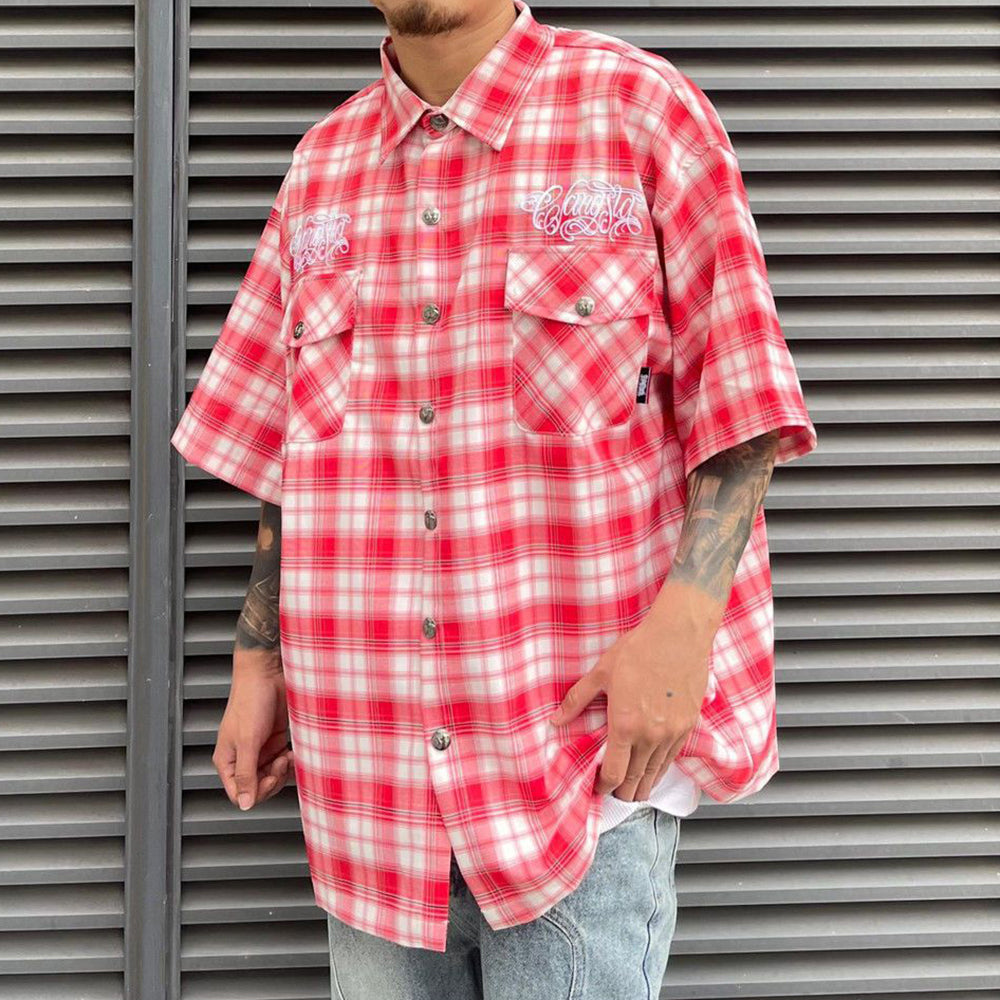 Summer Mens Shirt Hiphop Casual Short Sleeve Shirt Summer