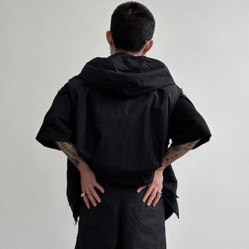 Men Cargo Hooded  Fashion Vest  Unisex