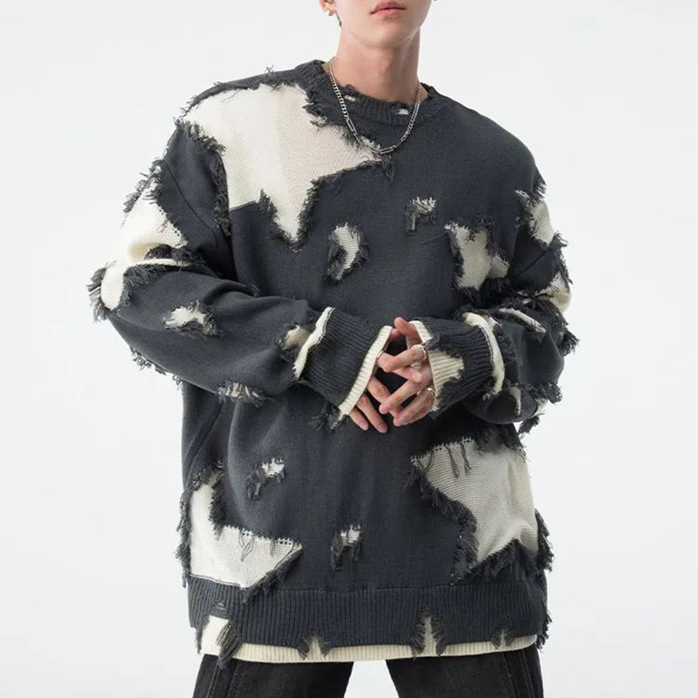 Mens  Winter Y2k Two-Piece Sweater Loose Knitted Sweater