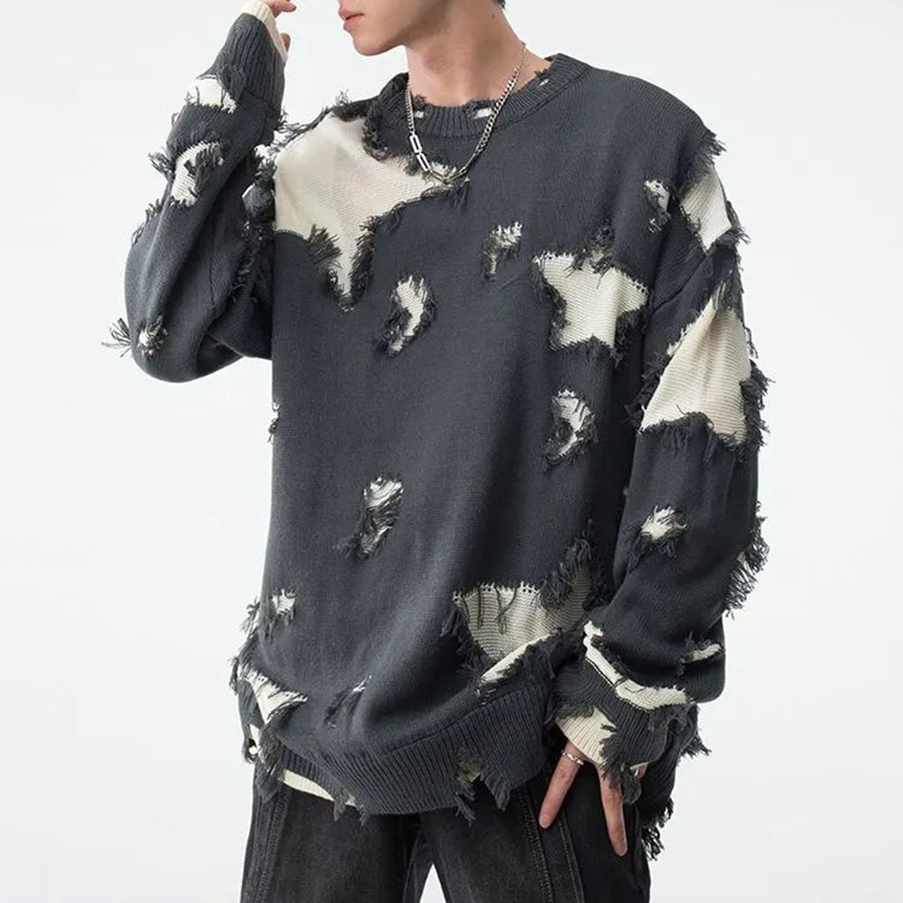 Mens  Winter Y2k Two-Piece Sweater Loose Knitted Sweater