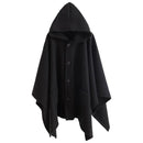 Mens Dark Style Mid-Length Casual Hooded Cape Autumn Unisex-6