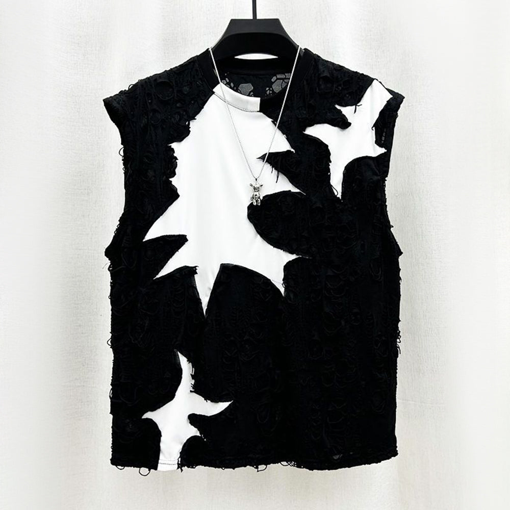 Mens Y2k Splicing Hole Contrasting Color Unisex Vest