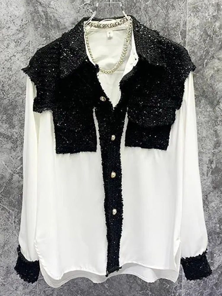 Comprar white-and-black Mens French Vintage Patchwork Shiny Jacket