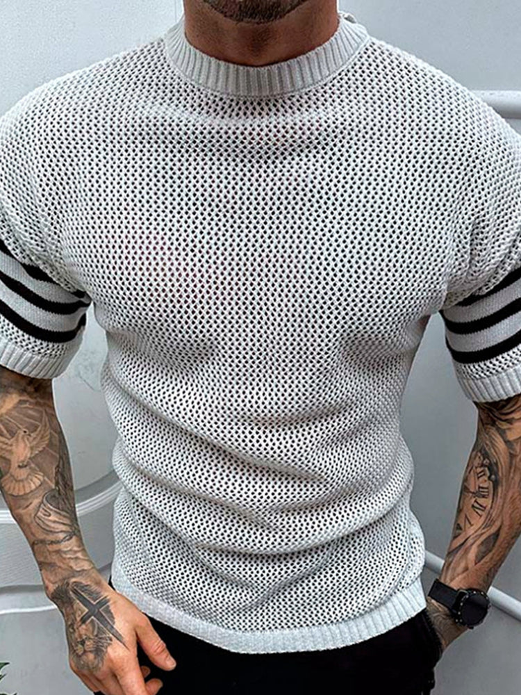 Mens Hollow Out Knit Shirt