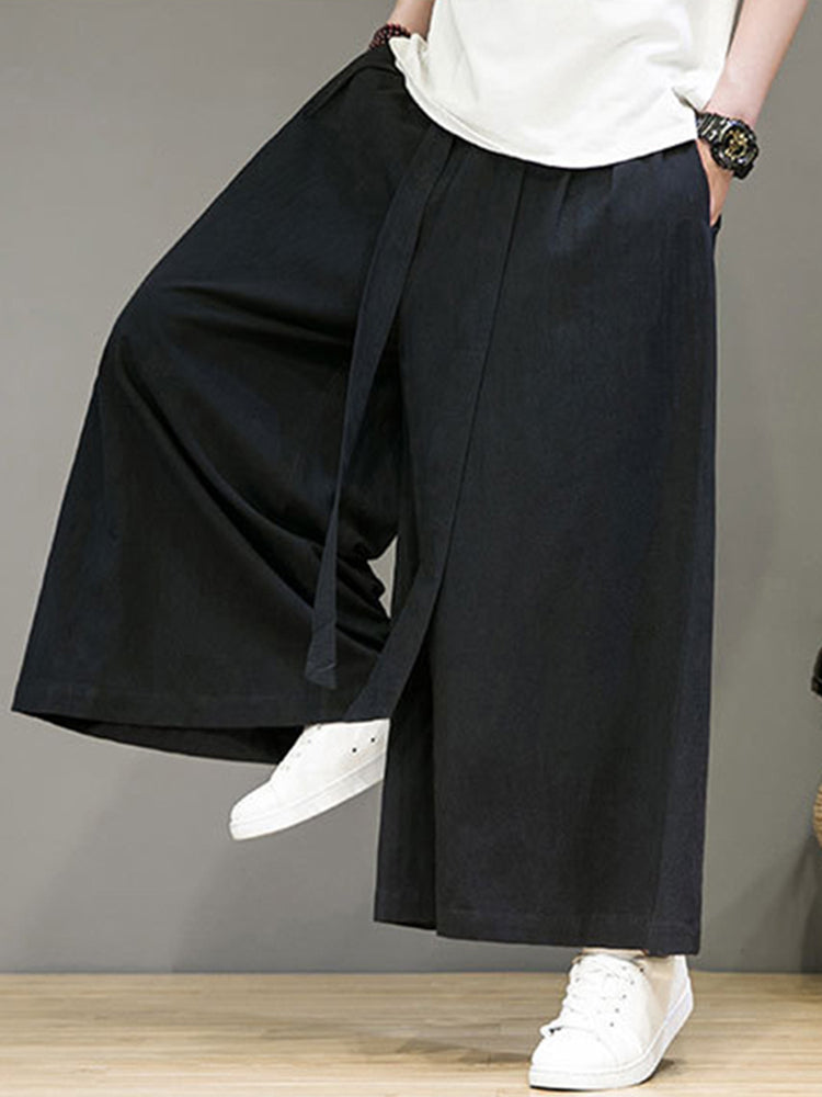 Mens High Waisted Wide Leg Pants