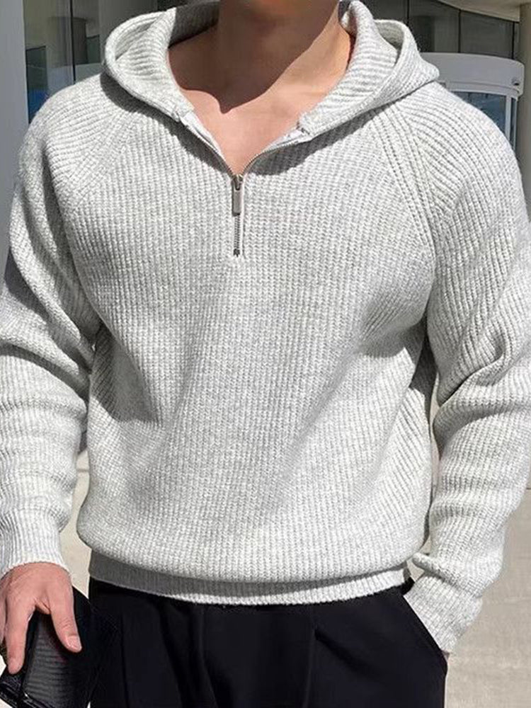 Mens Casual Knitted Loose Comfort Hoodie