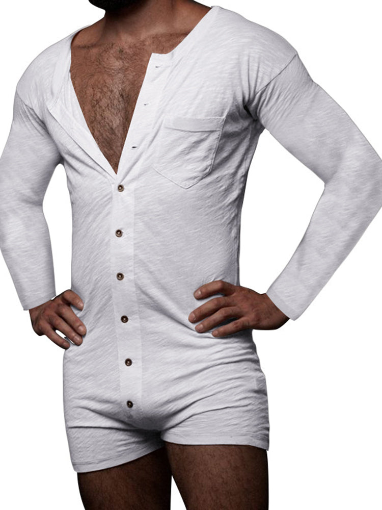 Mens Home Tight Sexy Stretch Jumpsuit