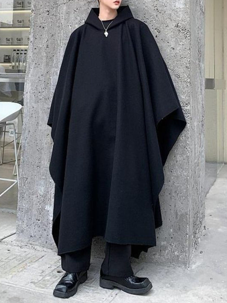 Yamamoto's dark mourning extra-long hooded trench coat