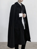 Mens Dark Style Mid-Length Cape Coat Unisex Autumn-1