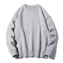 Mens Round Neck Loose Long Sleeve Sweater Top