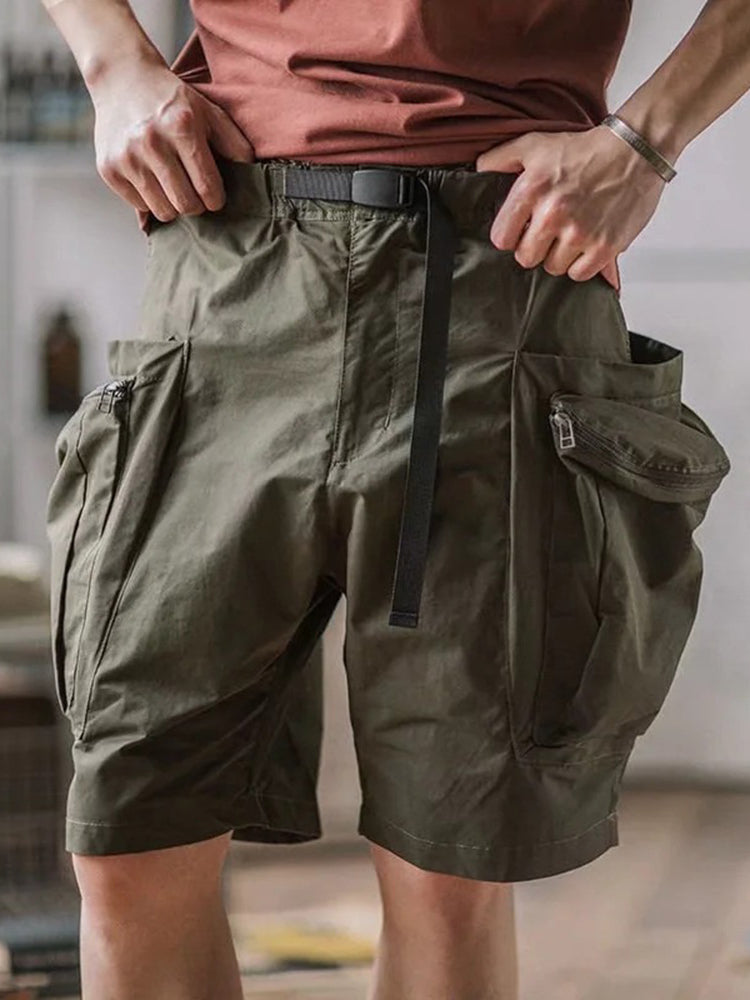 Mens Belt Pocket Zippered Shorts