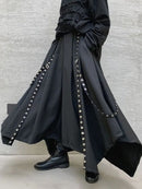 Mens Ribbon Riveted Wide Leg Pants-5