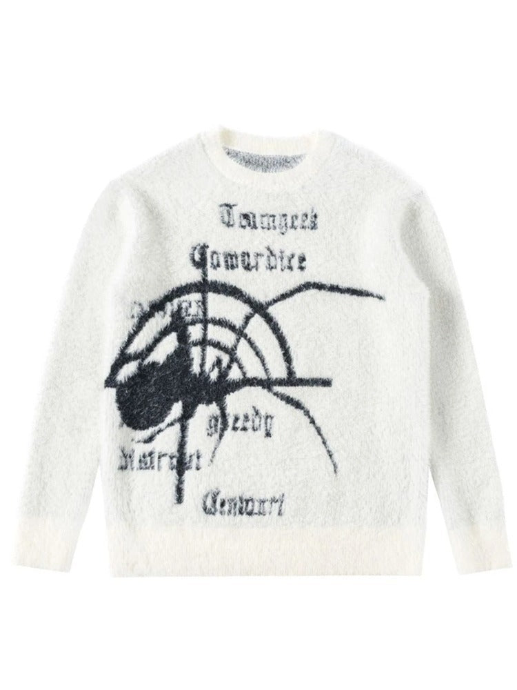 Mens Street Spider Pattern Knitted Sweater