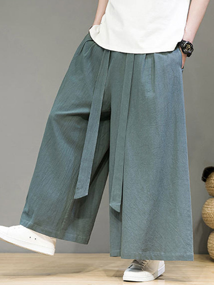 Comprar green Mens High Waisted Wide Leg Pants