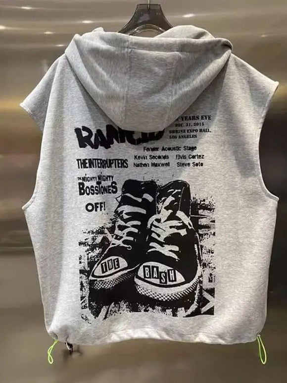 Unisex Sleeveless Hooded Zipper Vest