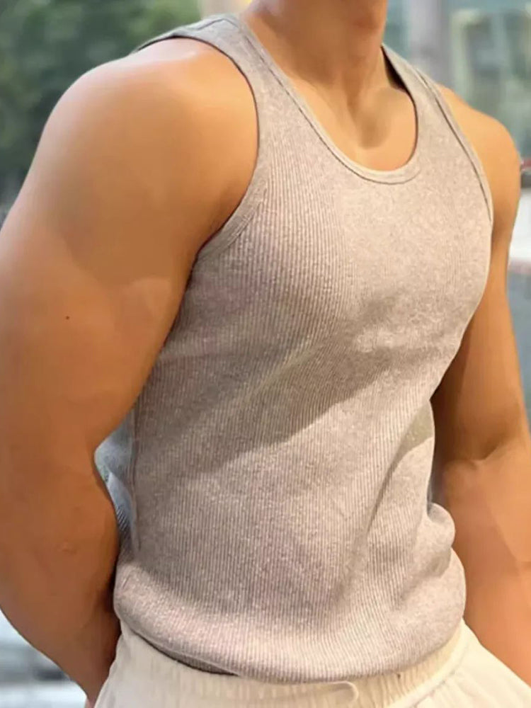 Comprar grey Mens Sexy Shaping Sports Fitness Casual Cotton Vest