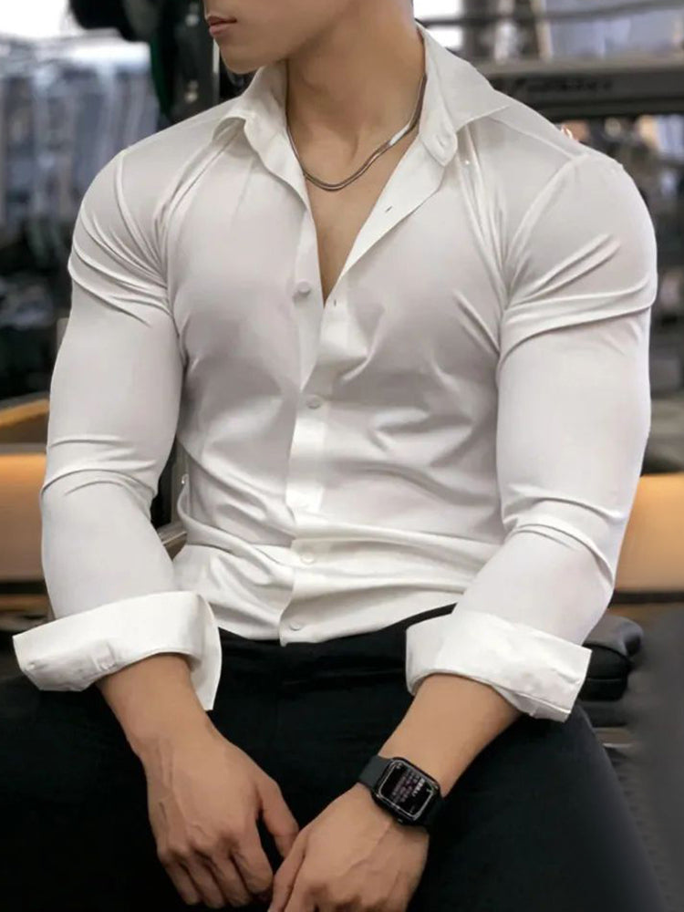 Mens Shaping Slim Casual Long Sleeve Shirt