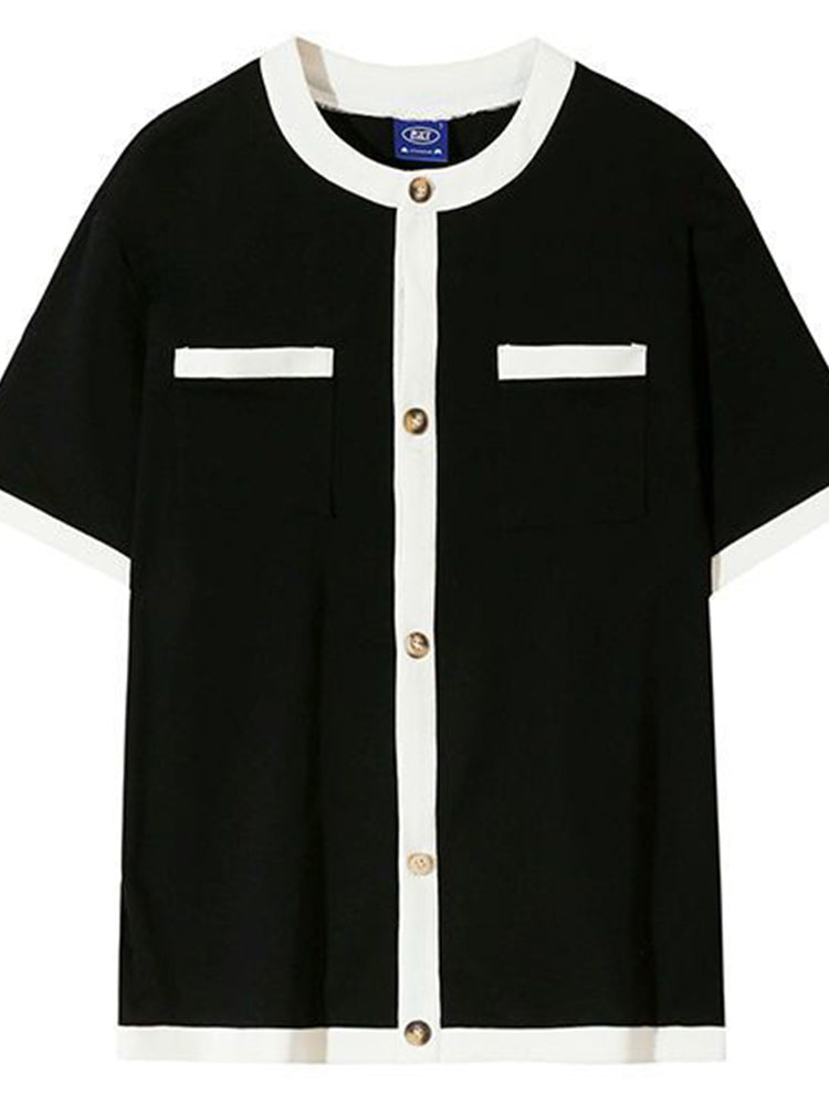 Comprar black Mens Patchwork Casual Button Shirt