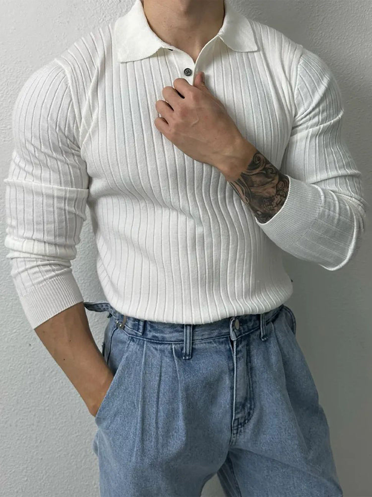 Mens Slim Casual Solid Color Sweater