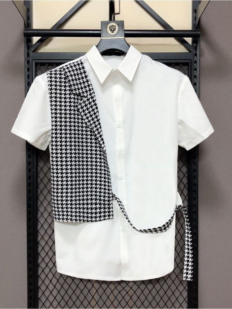 Comprar white Mens Short Sleeve Lapel Collar Loose Shirt