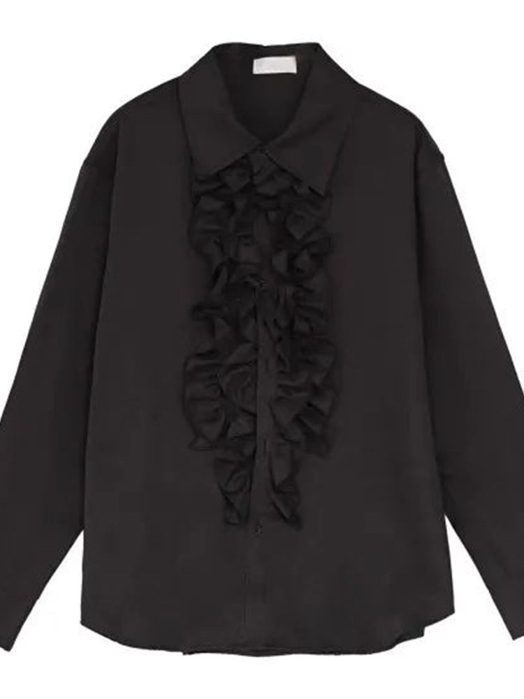 Buy black Mens Palace Style Ruffled Shirt