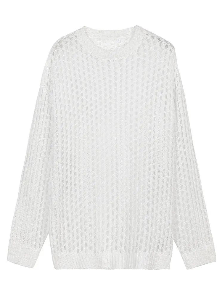 Comprar white Mens Loose Fitting Long Sleeved Knitted Shirt