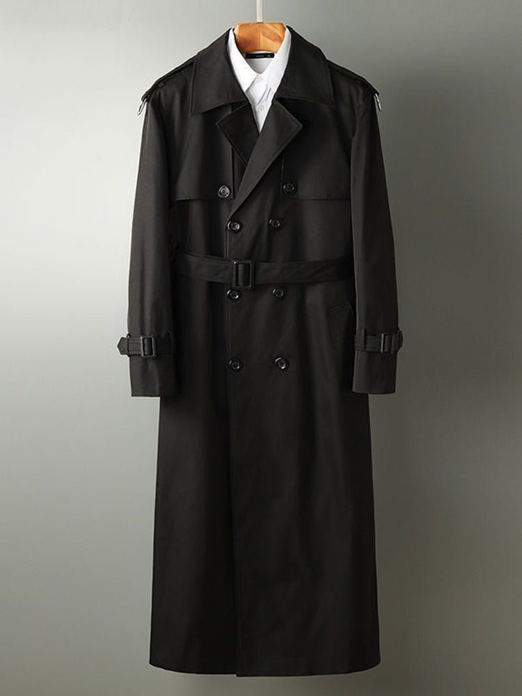 Comprar black Mens Thin Long Strap British Style Casual Coat