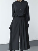 Men's Dark Versatile Slim Pleated Nine-Point Wide-Leg Pants-4