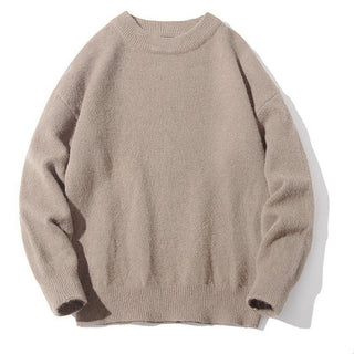 Buy brown Mens Round Neck Loose Long Sleeve Sweater Top