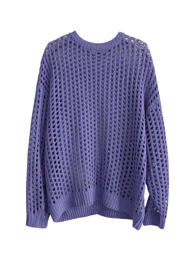 Comprar purple Mens Loose Fitting Long Sleeved Knitted Shirt