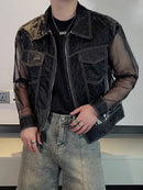 Mens Sexy Zippered Lapel Top-2