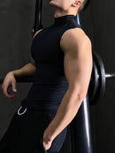 Mens Skinny Sports Stand-Up Collar Vest-2